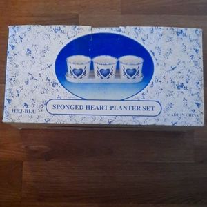 Sponged heart planter set